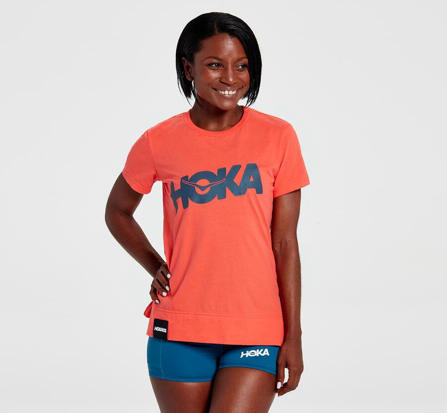 Hoka One One Brand - Women Tee - Orange,Australia YGO-013926